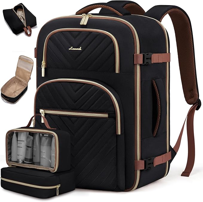 LOVEVOOK Travel Backpack Carry on Flight Approved 40L,Waterproof TSA Travel Essentials Personal Item Backpack for Women Men,Large Carry on Luggage Suitcase Travel Bag for Airplane with 3 Packing Cubes by LOVEVOOK