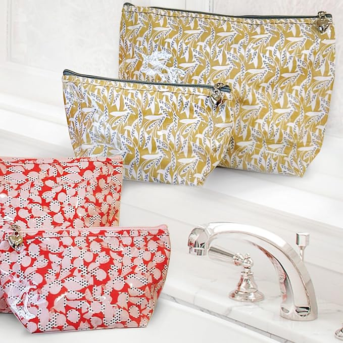 Jacaranda Living Vanity Bag/Train Case - Water-Resistant, PVC-Lined, Easy to Clean, Compact & Travel Ready Makeup Organizer - Leaf Dance Print - Image 8