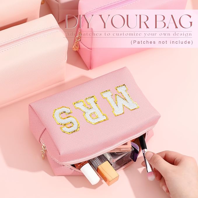 Kigeli Aesthetic Makeup Bags PU Leather Cosmetic Pouches Waterproof Plain Toiletry Bags Makeup Pouches Bulk for Women Party Gift Travel Storage Organizer(Pink Series,7.1 x 2.8 x 4.3 in) - Image 4