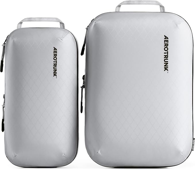 Aerotrunk Ultralight Compression Packing Cubes - Lightweight Travel Organizers for Suitcases and Luggage (3-Pack, Light Grey) by Aerotrunk