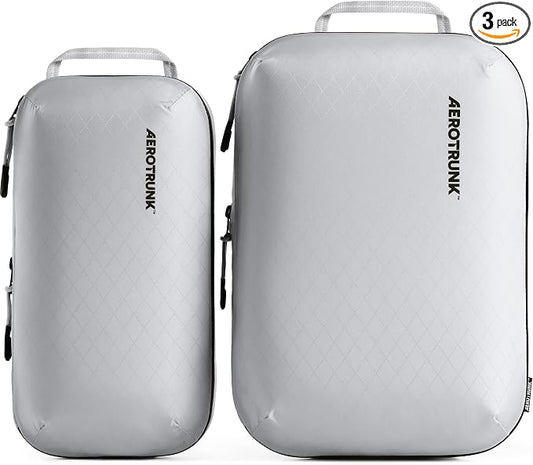 Aerotrunk Ultralight Compression Packing Cubes - Lightweight Travel Organizers for Suitcases and Luggage (3-Pack, Light Grey) by Aerotrunk