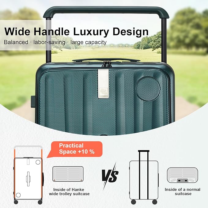 Hanke Multifunctional 26 Inch Hard Shell Suitcases with Wheels Travel Approved Luggage Large Rolling Suitcase Checked Luggage for Women Men(Blackish Green) - Image 6