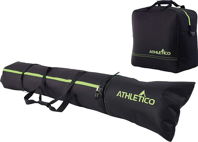 Athletico Ski & Boot Bag Combo | Store Skis Up to 200 CM & Boots Up To Size 13 | Includes 2 Padded Bags by Athletico