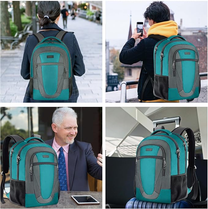 BIKROD Teal Backpack for Woman and Men, Travel Laptop School Backpack for Teens, Waterproof College Back Pack for 17.3 IN Laptop Backpack, Adult Business Computer Travel Backpack, - Image 3