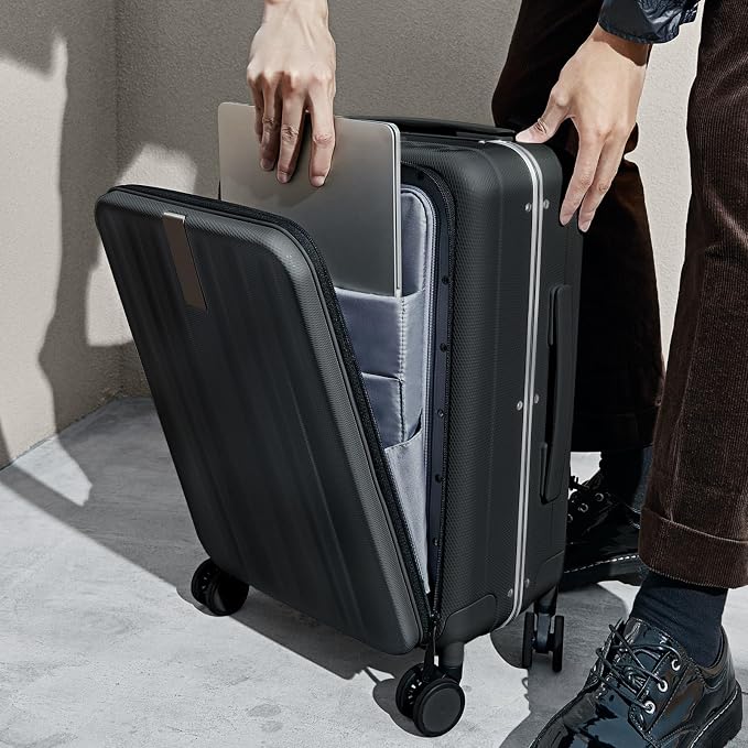 Hanke 20 Inch Carry On Luggage Hard Shell Suitcases with Wheels Luggage Suitcase Travel Luggage for Women Men Rolling Luggage Bags for Business Trip Weekender-Black - Image 9