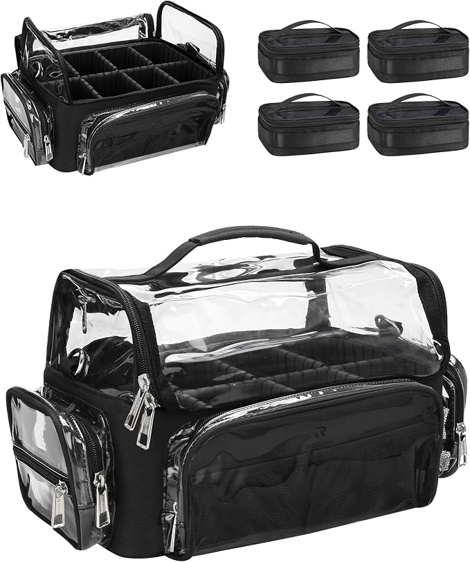 NAONAYA Makeup Brush Case With 4 Mini Bags, Extra Large Makeup Brush Bag XL Professional Makeup Artist Must Haves Travel Case with Stand Up Brush Slots Cosmetic Organizer Bag,with Adjustable Strap by NAONAYA
