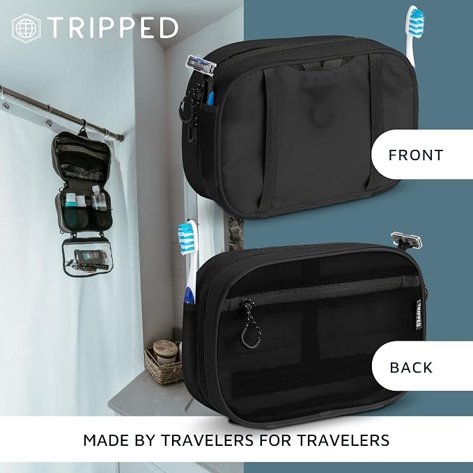 Toiletry Bag Kit 3 Piece Set: Hanging Travel Toiletry Bag + 311 TSA Cosmetic Liquid Bag + Accessory Organizer Pouch - Image 9