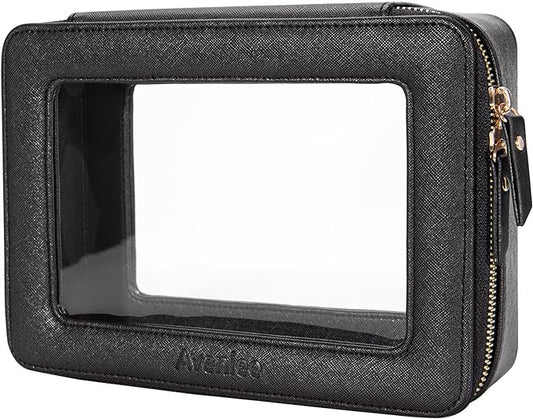 Aveniee Clear Makeup Bag Organizer,Large Travel Toiletry Bag for Women, Waterproof Cosmetic Pouch with Zippers,Car Organizers and Storage Case for Accessories,Black by Aveniee