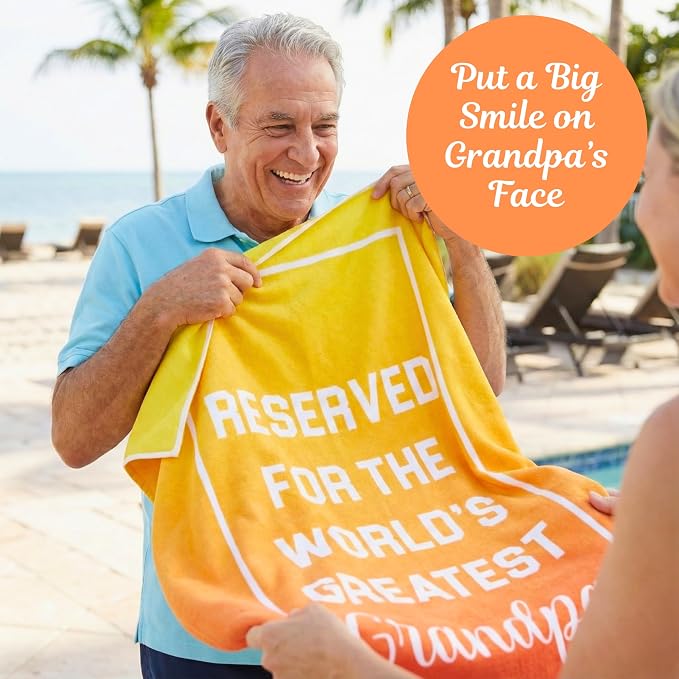 Ethisa Grandpa Beach Towel - Best Ever Summer Gift for New Grandfathers - Travel Friendly Birthday Present from Granddaughter or Grandson - Fathers Day Pool Accessory - Large 60x30 Quick Dry - Image 4