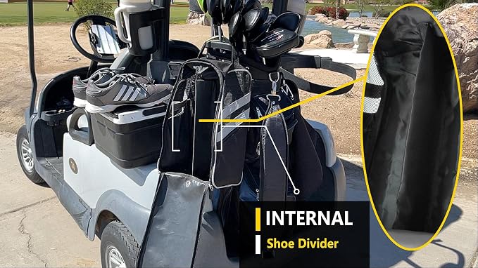 CaddyDaddy Golf Modern Golf Shoe Bag, Black/Grey - Image 3