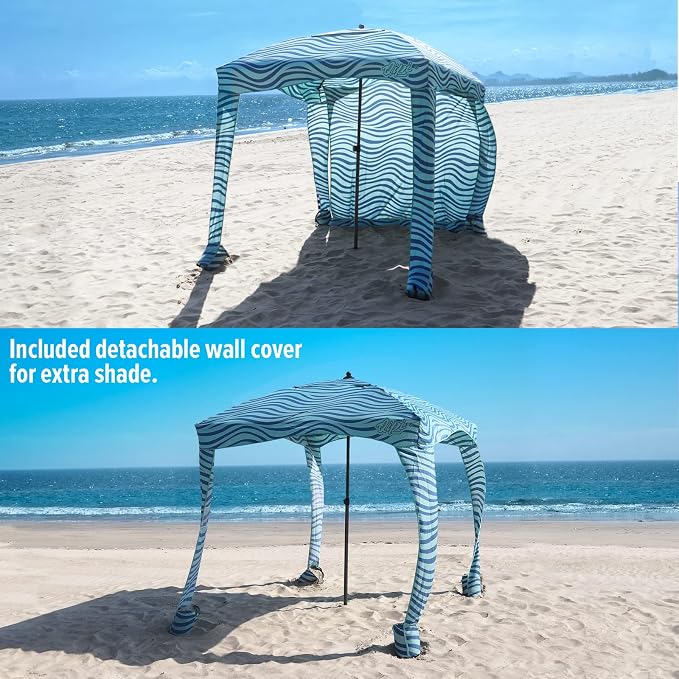 Qipi Beach Cabanas for Sand, Beach Canopy with Sandbags & Side Wall for Family, Easy Set Up Sun Shelter, UPF 50+ UV Protection with Roof Vent - Image 3