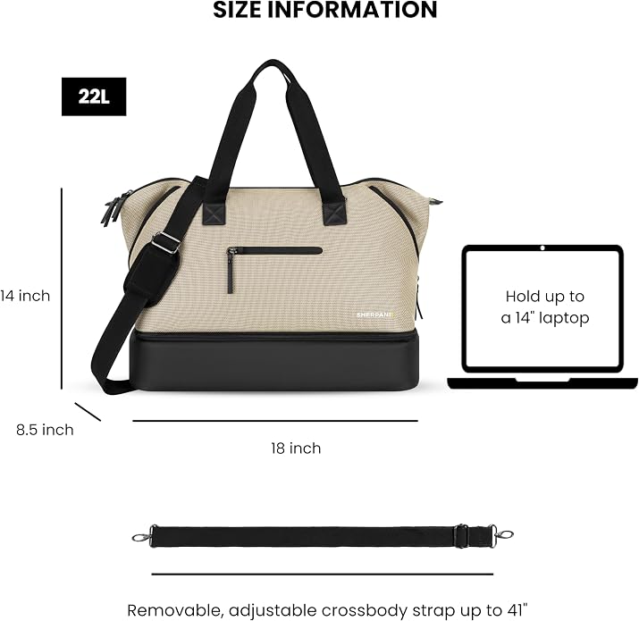 Sherpani Boston, Anti Theft Weekender Bags, Travel Duffel Bag, Carry On Tote Bag with Removable Shoe Bottom Compartment - Image 3