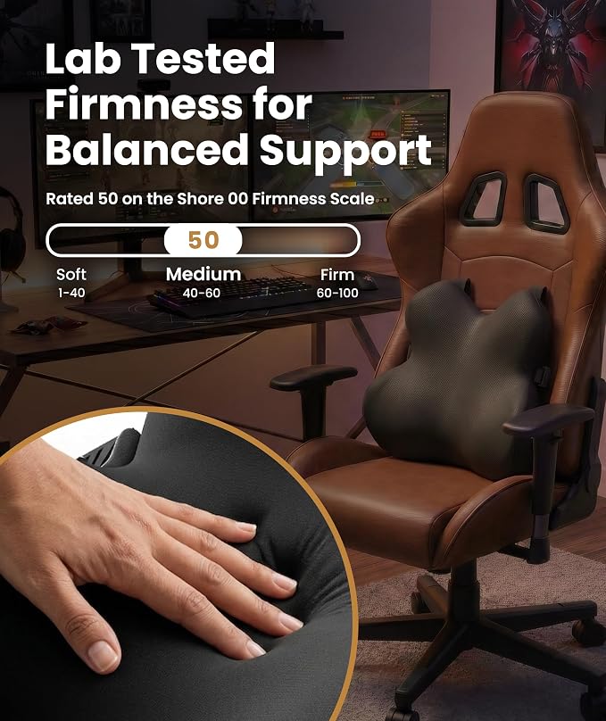 Everlasting Comfort Lumbar Support Pillow for Office Chair - Memory Foam Back Cushion for Car Seat - Promotes Better Posture, Back Pain Relief - Ideal Gaming and Desk Chairs Work and Home Essentials - Image 6