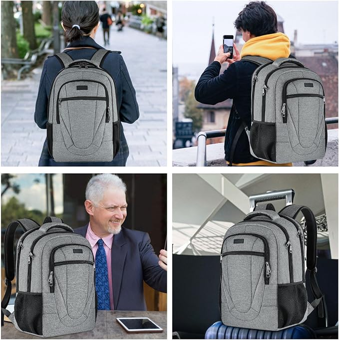 BIKROD 45L Extra Large Travel Laptop Backpack for Men and Women, Carry on Back Pack Fit 18.4 IN Laptop, Grey, Gift - Image 6