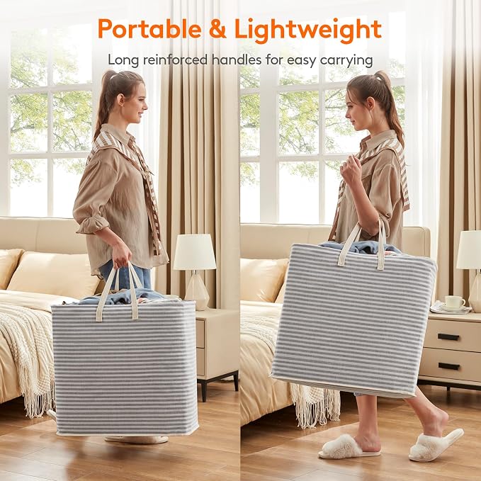 Lifewit 2 Pack Laundry Basket 90L Each, Collapsible Clothes Hamper with Reinforced Handles, Freestanding Waterproof Design for Bedroom and Laundry Room, Grey 180L Total - Image 4