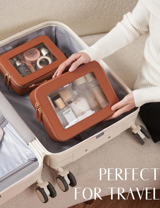 Popvibe Clear Makeup Bag Toiletry Case Travel Transparent Cosmetic Bag with Zipper, Portable Make Up Organizer Traveling Compact Car Bag for Essentials - Image 7