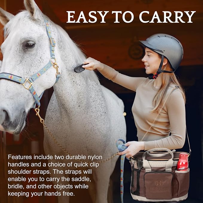 Huntley Equestrian Deluxe Grooming Bag Perfectly Designed Easy Access Multi Pocket Zipper Top Closure Double Handles Shoulder Strap Exterior Pockets - Image 7
