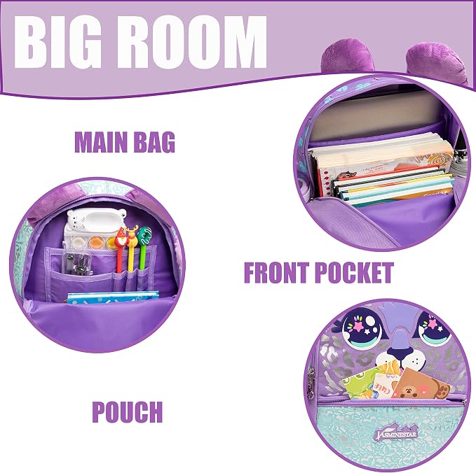Kids Backpacks for Girls School Bag with Lunch Box School Backpack for Girls Set Cute Bookbag for Kindergarten - Image 3