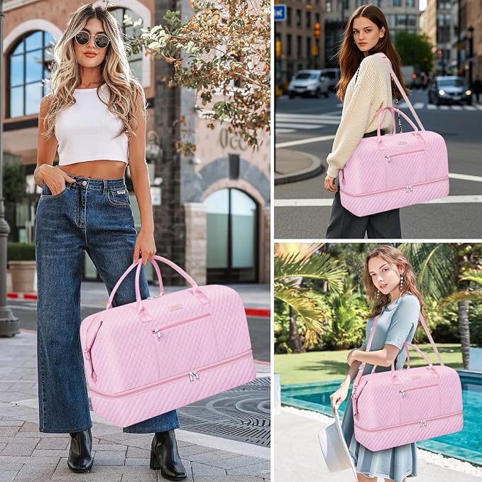 ITIEZY Weekender Overnight Bag for Women - Large Travel Duffel Bag with Shoe Compartment, Gym Duffel Bag Hospital Bag Carry On Tote Bags for Airplanes with Crossbody Bag Toiletry Bag 3Pcs Set - Image 6