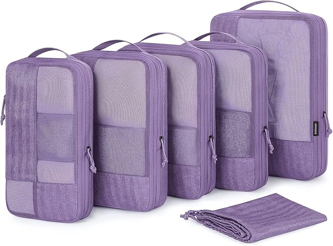 BAGSMART Compression Packing Cubes for Travel, 6 Set Luggage Organizer Bags | Fits 20/24/28in Carry-On Suitcases, Compressible Bags Streamline Cruise Travel Essentials, Sturdy Handles, Machine Washable by BAGSMART