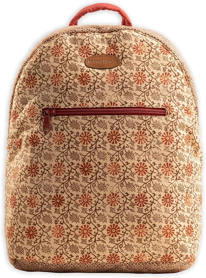 Maison d' Hermine Backpack for Women Men Cotton Shoulder Multipurpose Rucksack with Small Pouch Lightweight Multi Pocket Bag for Travel Work Beach Perfect for Spring Summer (Asmi - Daya) by MaisondHermine