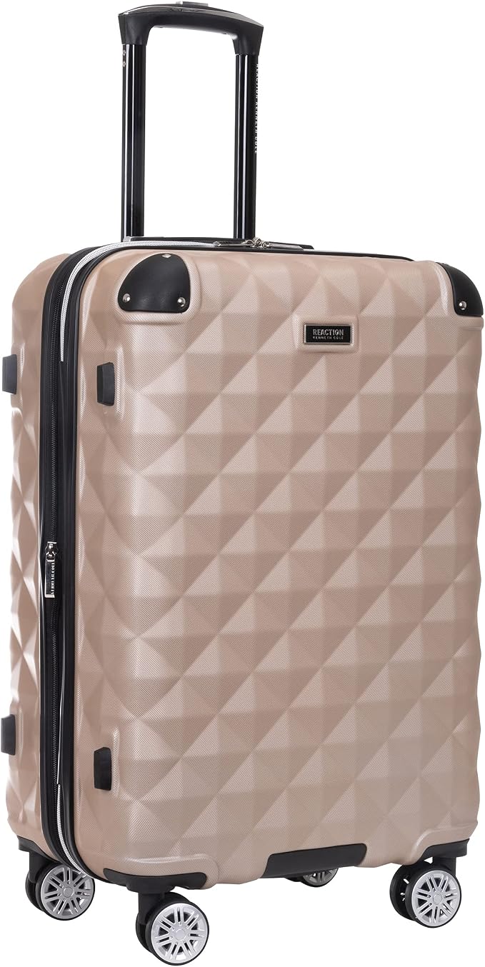 Kenneth Cole REACTION Diamond Tower Collection Lightweight Hardside Expandable 8-Wheel Spinner Travel Luggage, Rose Champagne, 24-Inch Checked - Image 7