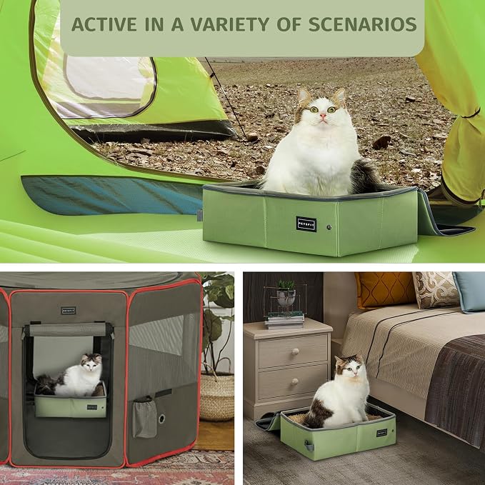 PETSFIT Portable Litter Box for Cats - Leak-Proof, Travel Litter Box for Cats in Car/Hotel/Lawn, Collapsible Litter Boxes - Image 7