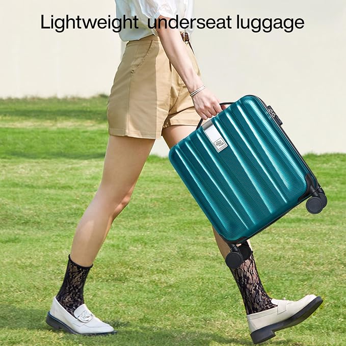 Hanke 16 Inch Underseat Carry on Suitcases with Wheels,Lightweight Hard Shell Carry on Luggage with Wheels for Weekender,Travel Approved Small Suitcase,Travel Luggage for Womem Men,Caribbean Blue. - Image 8