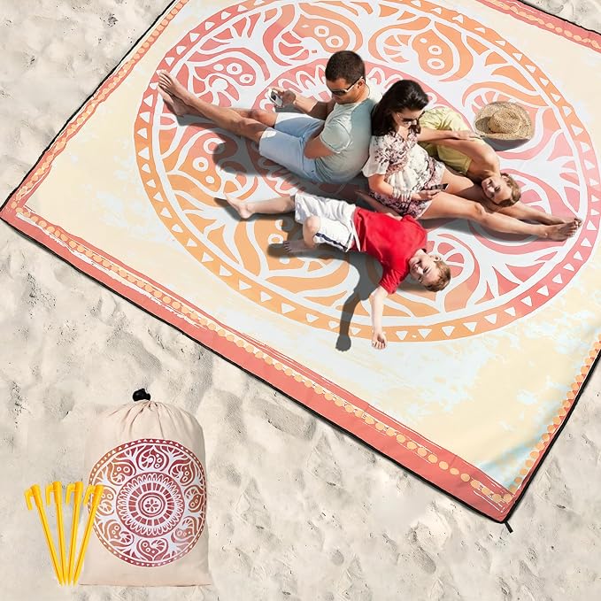 HIHOHO Beach Blanket Waterproof Sandproof Extra Large Beach Mat 79" X 83"/120"x108"for 1-8 Adults Quick Drying Durable Outdoor Picnic Mat for Beach Travel Camping Hiking - Image 6