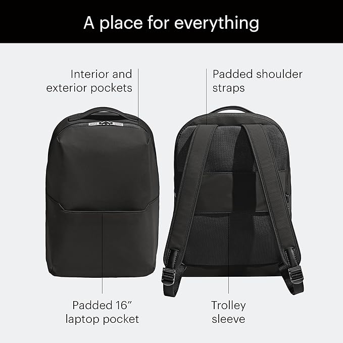 Away The Everywhere Zip Backpack - Personal Item Airline Approved Backpack with 16” Padded Laptop Sleeve, Water Bottle Pocket, Interior and Exterior Pockets - Fits Up to 16-Inch Laptops - Jet Black - Image 3