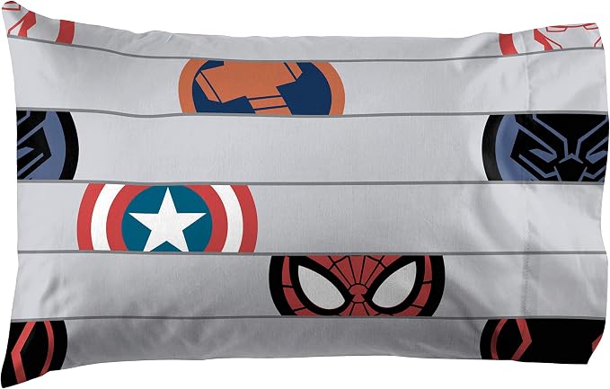 Jay Franco Kids Sheet Set with Fitted, Flat Sheets & Pillow Cover - Ultra-Soft Bedding with Pillowcase for Room Decor, Gray - Avengers, 4 Piece Full - Image 2