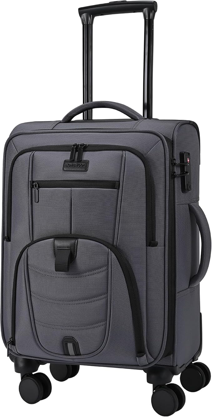 LOVEVOOK Carry On Luggage Airline Approved, Suitcases with Spinner Wheels, Softside Carry-on Luggage with TSA Lock for Men Women Business Trip, Lightweight Large Capacity Luggage for Travel, Grey - Image 5