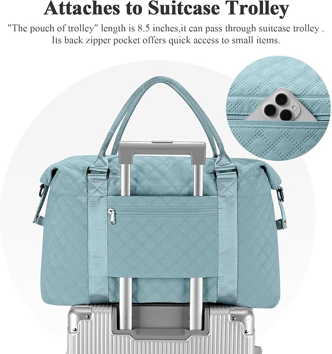 Travel Duffel Bag, Carry On Overnight Weekender Bags for Women | Travel Bag with Wet Pocket & Trolley Sleeve, For Spirit Airlines 18x14x8 Personal Item Bag - Image 6
