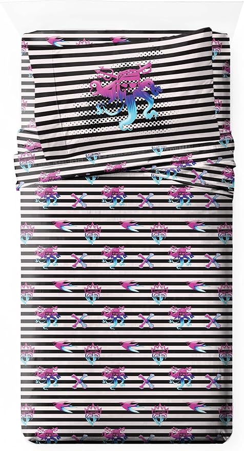 Jay Franco Kids Sheet Set with Fitted, Flat Sheets & Pillow Cover - Ultra-Soft Bedding with Pillowcase for Room Decor, Multi Color - Descendants, 3 Piece Twin by JayFranco