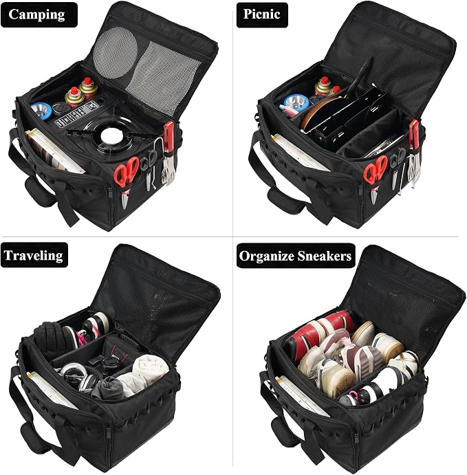 COOZMENT 35L Camping Bag,Tactical Duffle Bag with Waterproof Bottom,Shoe Bag for Travel/Outdoor with 3 Adjustable Dividers,Picnic Camping Organizer,Multi-functional Duffel Bag for Camping/Sports/GYM - Image 6