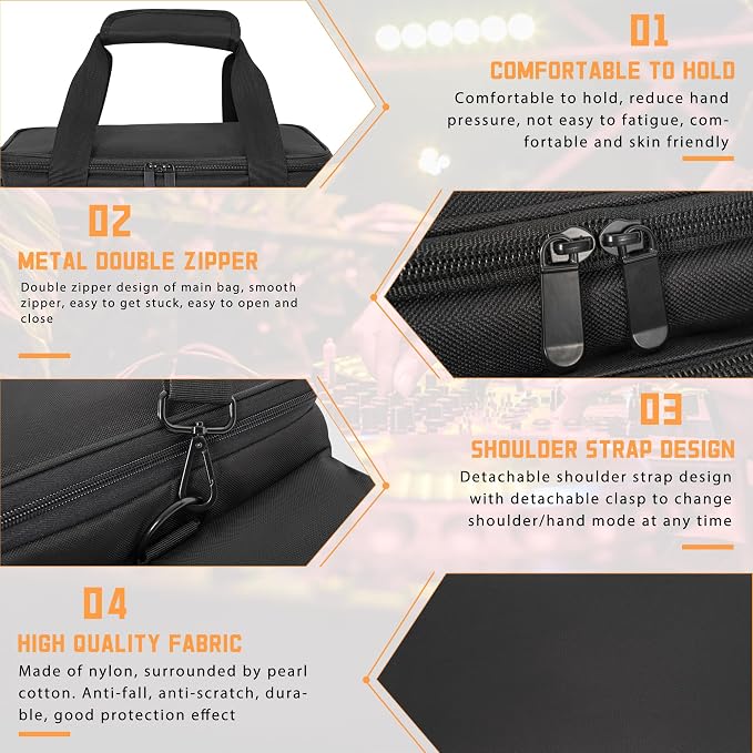AKOZLIN Cable File Bag with Detachable Dividers for DJ Gear, Sound Instrument Accessories - Image 4