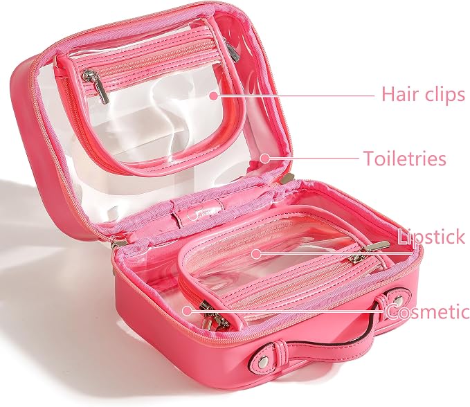 Veki Transparent Makeup Bag Travel Cosmetic Bags Case Waterproof Toiletries Bag Large Capacity Open Storage Bags Organizer With Zipper, Portable Make Up Organizer for Women and Girls - Image 2