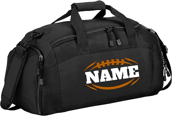 Personalized Sports Duffle Bag with Shoe Compartment (Football, Black) by all+about+me+company
