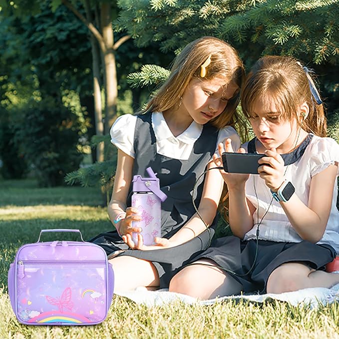 ACESAK Kids School Backpack for Girls, Rainbow Bookbag Backpack with 14OZ Water Bottle, Lunch Bag Set for GirlsTeens Middle Student, Girls Backpacks for School (Purple) - Image 8