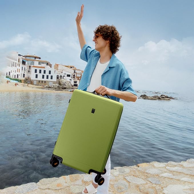 LEVEL8 Luminous Carry on Luggage, 20 Inch Hardside Suitcase Bundle with 4 PC Packing Cubes Organizer Set - Green - Image 2