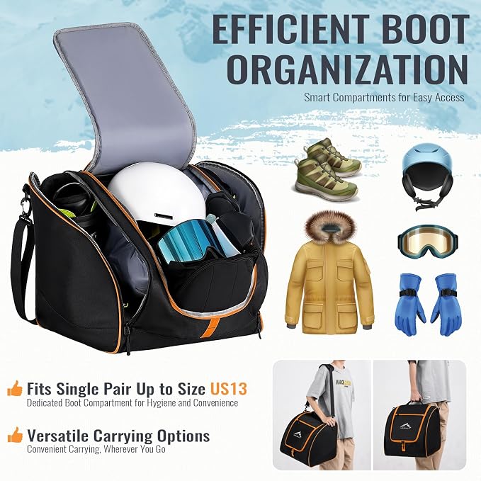 GoHimal Ski Bag & Boot Bag Combo, Padded Ski Carrier | Fits Skis Up to 200CM, Fits Boots Up to US13, Safety Reinforced, Water-Resistant, Ski Travel Bag - Image 4