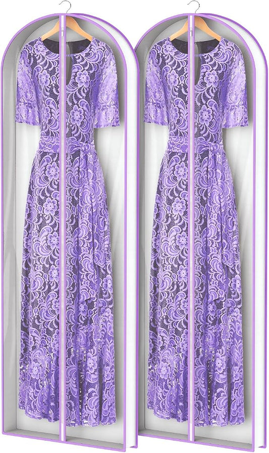 Zilink Breathable Dress Bags for Gowns 72" Clear Wedding Dress Garment Bag Dress Bags for Hanging Clothes with 4" Gussted for Long Evening Dresses, Fur Coat, Long garment Bags for Gowns, Set of 2 by Zilink