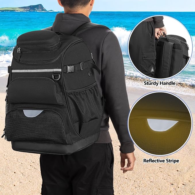 GOBUROS Swim Backpack with Separate Shoe Space, Swim Bags for Swimmers | Swim Gym Gear Bag for Swimming Pool, Beach, Swimming Athlete, Sports Pool Beach Bag for Men and Women, Black - Image 5