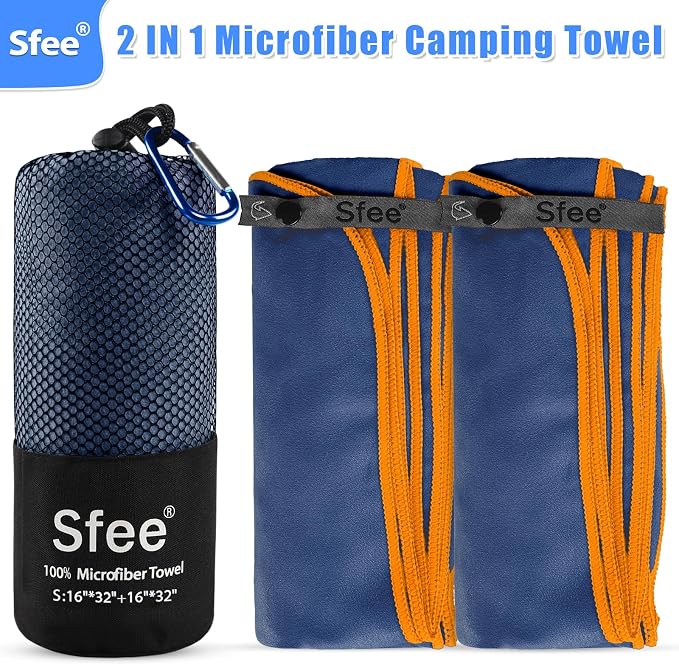 Sfee 2 Pack Microfiber Travel Towel, Quick Dry Towel Camping Towel Beach Towel Super Absorbent Compact Lightweight Sports Gym Towels Set for Beach, Gym, Hiking, Pool, Backpacking, Bath, Yoga - Image 7