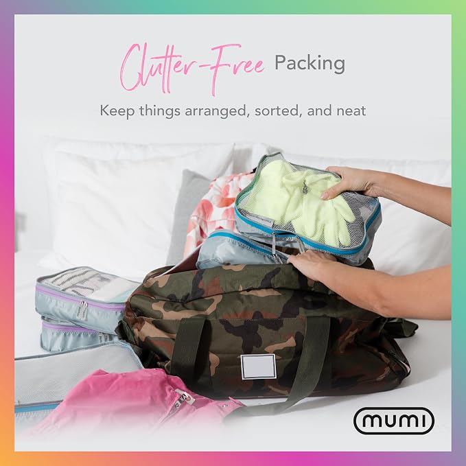 MUMI Packing Cubes for Travel - 5 Set Luggage Organizer Bags, Gray | Travel organizer bags for suitcases, carry on and backpack; holds clothes, kids items and accessories - Image 5
