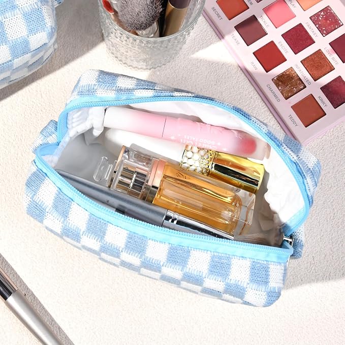 SOIDRAM 12PCS Checkered Makeup Bag Preppy Cosmetic Bag Bulk colorful Makeup Pouch Personalize Travel Toiletry Bag Organizer Cute DIY Makeup Brushes Storage Bag for Women - Image 7