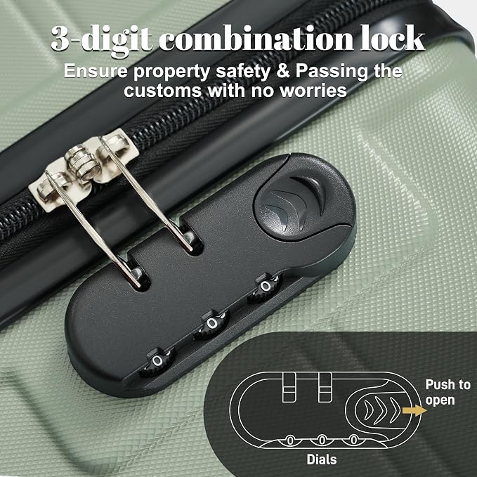 6 Pcs ABS Hardshell Luggage Set Spinner Wheel Suitcase Suitcase Light Green - Image 2