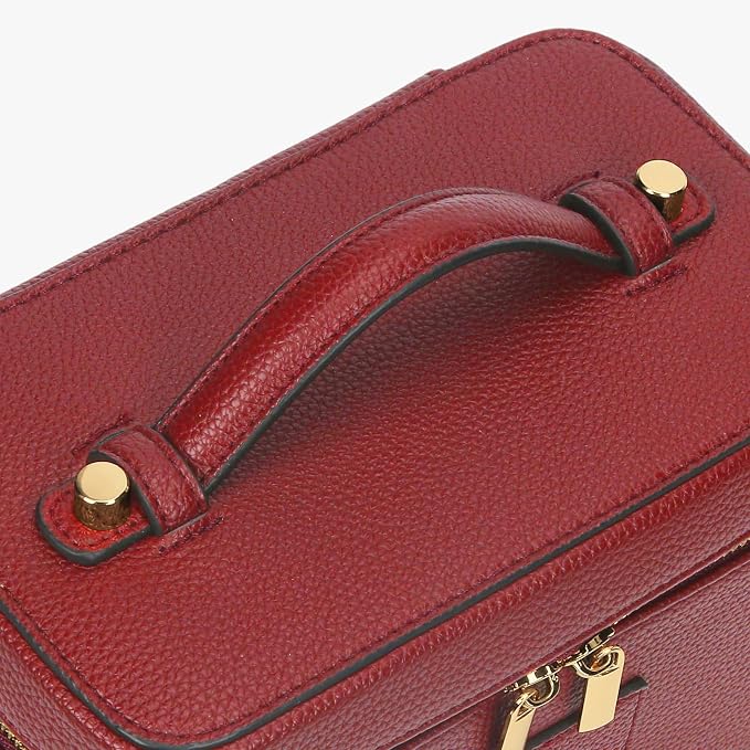 Makeup Bag Vanity Case with Removable Divider Travel Toiletry Bag Portable Cosmetic Bag Makeup Organizer Case (Claret) - Image 6