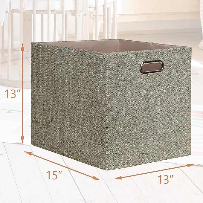Posprica 13x15x13 Storage Cube Bins, Foldable Collapsible Storage Bins Boxes, Fabric Decorative Storage Baskets Organizer for IKEA Kallax, Shelves, Closet, Clothes,, Set of 4-Coffee - Image 2