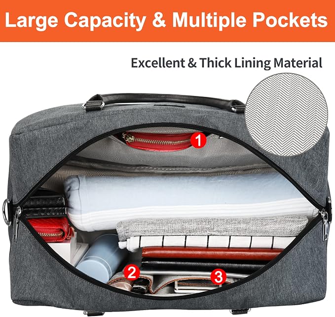 IBFUN Weekender Bags for Women, 21" Weekender Travel Bag, Travel Duffle Bag with Shoe Compartment Carry on Overnight Duffel Bag for Weekend Travel Business Trip, 3PCS - Image 7